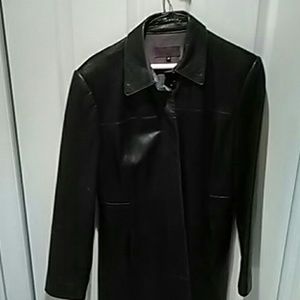 Genuine leather pea jacket